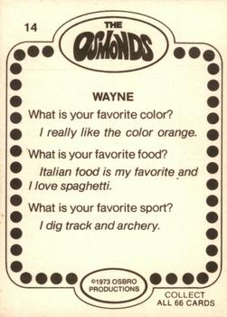 1973 Donruss The Osmonds #14 Wayne Osmond Back