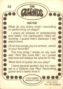 1973 Donruss The Osmonds #33 Wayne Osmond Back