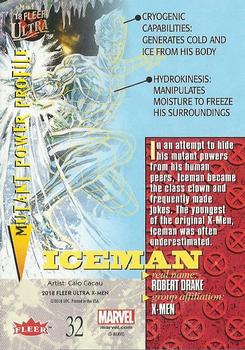 2018 Fleer Ultra X-Men #32 Iceman Back