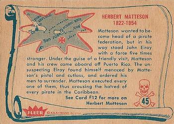 1961 Fleer Pirates Bold (R730-4) #45 Herbert Matteson Back