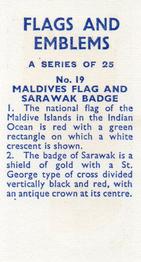 1965 Flags and Emblems #19 Maldives Flag and Sarawak Badge Back