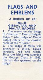 1965 Flags and Emblems #25 Gibraltar and Malta Badges Back