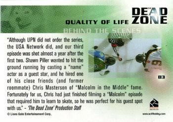 2004 Rittenhouse Dead Zone Seasons 1 & 2 - Behind The Scenes #B3 Quality of Life Back