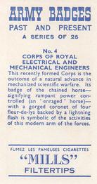 1964 Mills Army Badges Past and Present #4 Royal Electrical & Mechanical Engineers Back