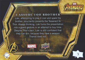 2018 Upper Deck Marvel Avengers Infinity War #3 I Assure You Brother Back