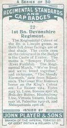 1930 Player's Regimental Standards and Cap Badges #22 1st Bn. Devonshire Regiment Back
