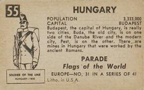 1950 Topps Parade Flags of the World (R714-6) #55 Hungary Back