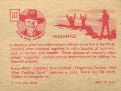1951 Post Cereal Hopalong Cassidy Wild West (F278-2) #10 Vigilantes Back
