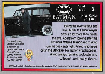 1992 Dynamic Marketing Batman Returns - Limited Edition Gold #2 Alfred – Bruce Wayne’s faithful butler Back