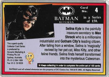 1992 Dynamic Marketing Batman Returns - Limited Edition Gold #4 Catwoman – watch out this cat scratches Back