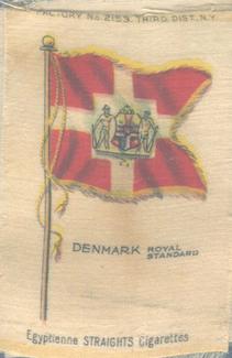 1910 American Tobacco Company National Flags Silks (S33) - Egyptienne Straights Cigarettes (Factory 2153) #NNO Denmark Royal Standard Front