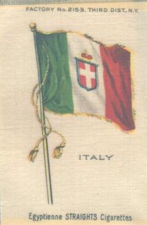1910 American Tobacco Company National Flags Silks (S33) - Egyptienne Straights Cigarettes (Factory 2153) #NNO Italy Front