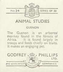 1936 Godfrey Phillips Animal Studies #24 Guenon Back