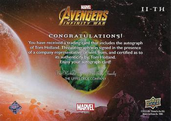 2018 Upper Deck Marvel Avengers Infinity War - Infinite Impressions Autographs #II-TH Tom Holland Back