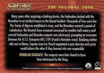 2002 Rittenhouse Star Trek: Nemesis - Romulan History #R3 The Neutral Zone Back