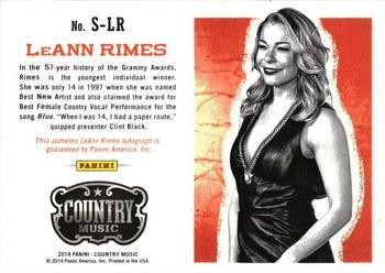 2014 Panini Country Music - Signatures #S-LR LeAnn Rimes Back