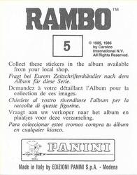 1986 Panini Rambo Stickers #5 Sticker 5 Back