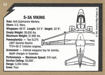 1991 America's Major Players Desert Storm Weapon Profiles #54 S-3A Viking Back