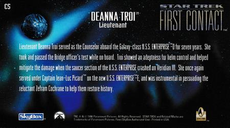 1996 SkyBox Star Trek: First Contact - Characters #C5 Deanna Troi Back