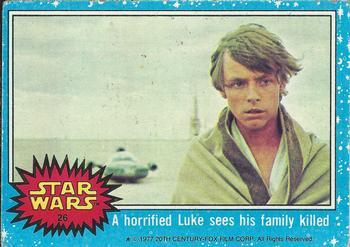 1977 Allen's and Regina Star Wars #26 A horrified Luke sees his family killed Front