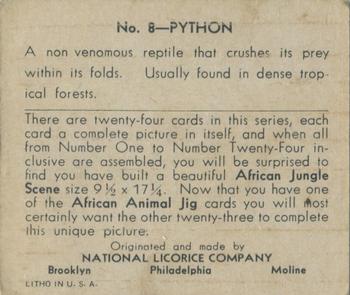 1935 National Licorice African Animal Jigs (R6) #8 Python Back