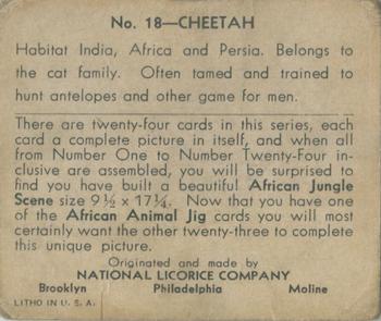 1935 National Licorice African Animal Jigs (R6) #18 Cheetah Back