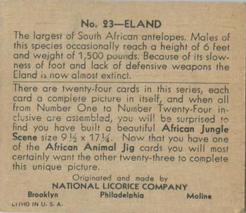 1935 National Licorice African Animal Jigs (R6) #23 Eland Back