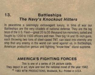 1983 WTW America's Fighting Forces #13 Battleships Back