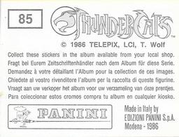 1986 Panini Thundercats Stickers #85 Sticker 85 Back