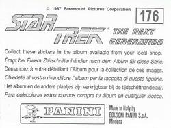 1987 Panini Star Trek: The Next Generation Stickers #176 Riker, unwavering, as a weapon is thrust next to his face Back