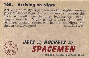 1980 Trever & Koch Jets, Rockets, Spacemen #168 Arriving on Nigra Back