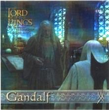2002 Artbox Lord of the Rings Action Flipz - Mosaic Chrome Holo Stickers #5 Gandalf Front