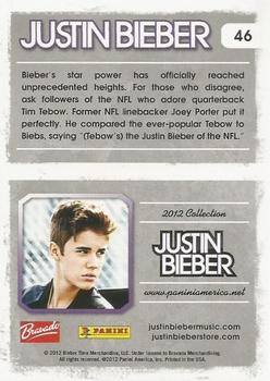 2012 Panini Justin Bieber #46 Bieber's star power has officially reached unprecedented heights. Back