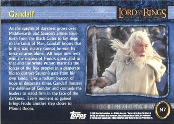 2003 Topps Lord of the Rings: The Return of the King Special Limited Edition (UK) #N07 Gandalf Back