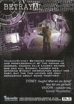 2004 Inkworks Alias Season 3 - Betrayal Box Toppers #BL3 Michael Vaughn / Sydney Bristow Back