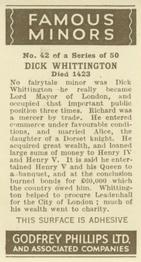 1936 Godfrey Phillips Famous Minors #42 Dick Whittington Back