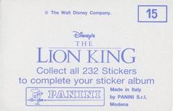 1994 Panini The Lion King Stickers #15 Sticker 15 Back