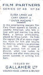 1935 Gallaher Film Partners #34 Elissa Landi / Cary Grant Back