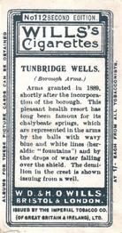 1906 Wills's Borough Arms 3rd Series Second Edition #112 Tunbridge Wells Back