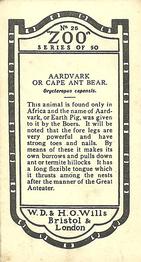 1927 Wills's Zoo #25 Aardvark or Cape Ant Bear Back