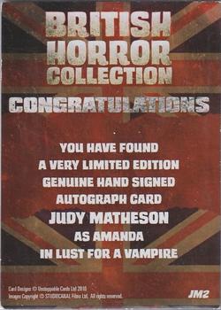 2017 Unstoppable British Horror Collection - Autographs (2016 Previews) #JM2 Judy Matheson Back