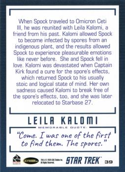 2020 Rittenhouse Star Trek The Original Series Archives & Inscriptions #39 Leila Kalomi Back
