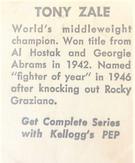 1948 Kellogg's PEP #NNO Tony Zale Back