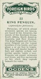 1924 Ogden's Foreign Birds #33 King Penguin Back
