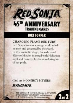 2018 Dynamite Entertainment Red Sonja 45th Anniversary - Box Toppers #2 Charging Flame-Red Fury Back