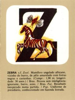 1960 Hernandez Alphabet Cards #Z Zebra Front