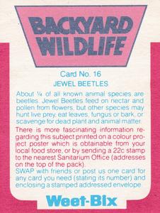 1981 Weet-Bix Backyard Wildlife #16 Jewel Beetles Back