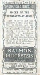 1911 Salmon & Gluckstein Coronation Series #21 Maces of the Sergeants-at-Arms Back