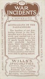 1915 Wills's War Incidents (First Series) #38 Australians in the Dardanelles Back