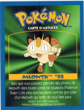 1999 Kellogg Canada Pokemon Game Tips #NNO Meowth Back